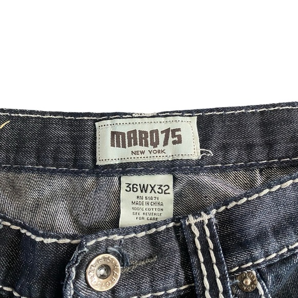 MARQ 75 Jeans Mens 36x32 Blue Medium Wash Denim Straight Leg Cotton - Picture 4 of 8